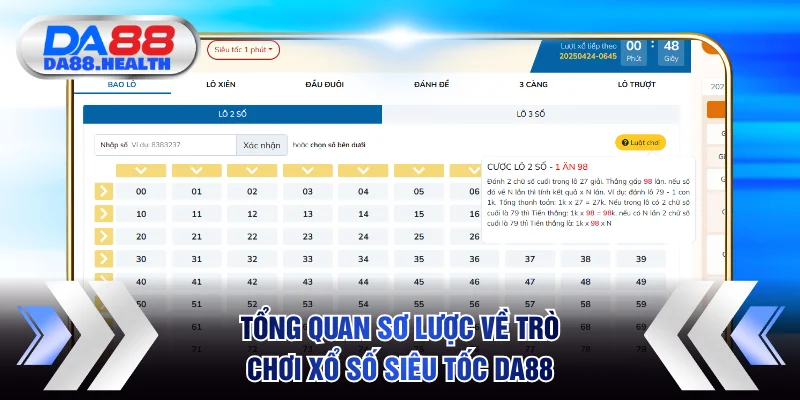 Tổng quan sơ lược về trò chơi xổ số siêu tốc DA88